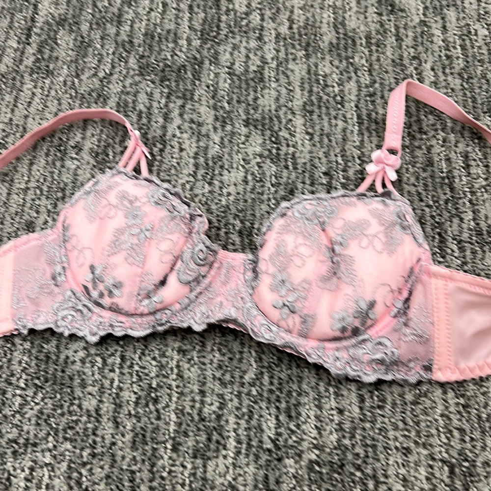 Frederick’s of Hollywood light pink and grey gel bra